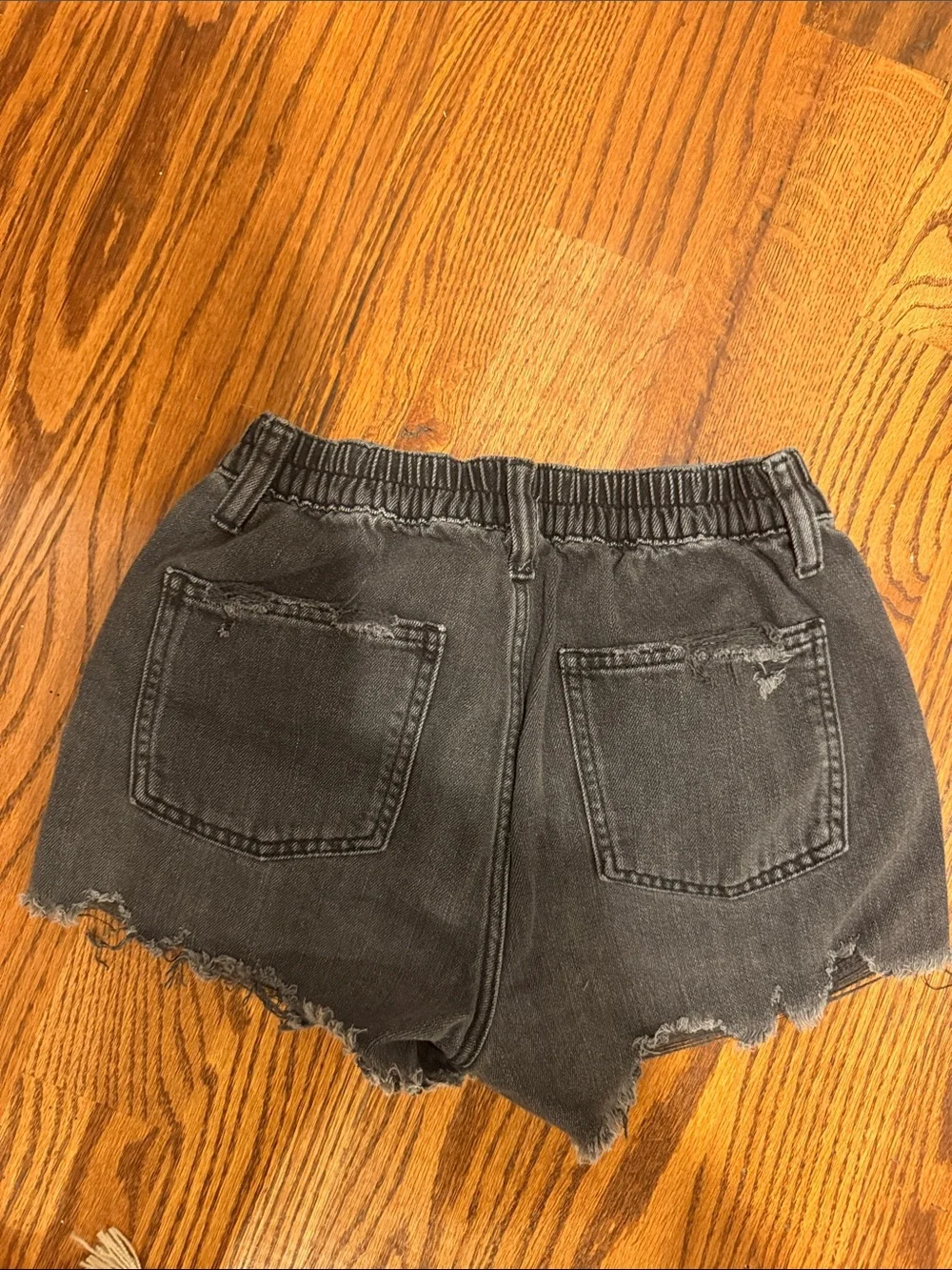 aerie Black Distressed High-Rise Denim Shorts